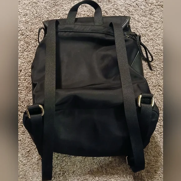 Kate Spade Vintage Black Nylon Backpack Canvas Leather Trim Gold Hardware - Picture 6 of 10